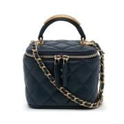 Pre-owned Leather chanel-bags Chanel Vintage , Blue , Dames