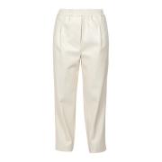 Rechte broek van eco-leer met elastische taille Jucca , Beige , Dames