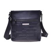 Crossbody bag in black quilted leather with monogram Baldinini , Black...