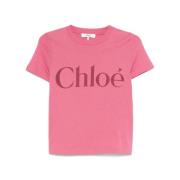 Blush Pink Logo Print T-shirt Chloé , Pink , Dames