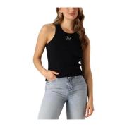 Zwarte Tank Top Logo Liu Jo , Black , Dames