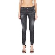 Skinny Fit Katoen Stretch Jeans Dsquared2 , Black , Dames