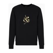 Zwarte Sweatshirt met Intricate Borduurwerk Emporio Armani , Black , H...