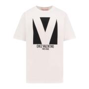 Katoenen Crew-neck T-shirt met Print Valentino , White , Dames