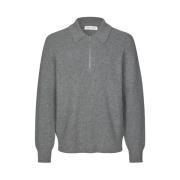 Lichtgrijze Merinowol Polo Sweater Samsøe Samsøe , Gray , Heren