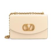 VLogo Signature Leren Schoudertas Valentino Garavani , White , Dames