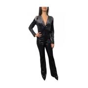 Zwarte jumpsuit met polyester en elastaan ViCOLO , Black , Dames