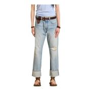 Moderne Boyfriend Jeans, Klassieke Elegantie Denimist , Blue , Dames