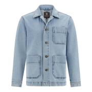 B Work Shirt Jacket in katoen denim Boggi Milano , Blue , Heren