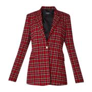 Rode Tartan Blazer Klassieke Stijl Liu Jo , Red , Dames