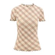 Crew-neck Katoenen T-shirt Slim Fit Burberry , Beige , Dames