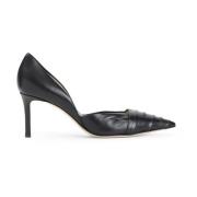 Zwarte Leren Pumps Elegante Hakken Giorgio Armani , Black , Dames