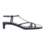 Zwarte Gesloten Leren Hoge Hak Sandalen Jil Sander , Black , Dames