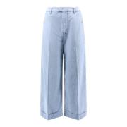 Flared Wide Leg Jeans met Logoed Knopen Valentino , Blue , Heren