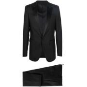 Zwart wollen pak met pieklapels Dsquared2 , Black , Heren