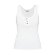 Geribbelde tanktop met voorste knopen Anine Bing , White , Dames