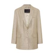 Lamé Effect Viscose Jas Kiton , Beige , Dames