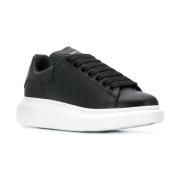 Zwarte Leren Sneakers voor Vrouwen Alexander McQueen , Black , Dames