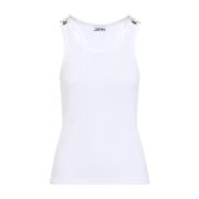 Witte Geribbelde Tanktop Stijlvolle Gespen Jean Paul Gaultier , White ...