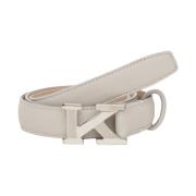 Lamsleren IJsgekleurde Riem met Palladium Gesp Kiton , White , Heren