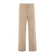 Hoge Taille Katoenen Gabardine Broek Fabiana Filippi , Beige , Dames