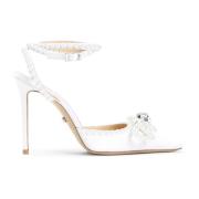 Witte Zijden Pumps Elegante Hakken Mach & Mach , Beige , Dames