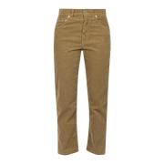 Fluweel Gestreepte Rechte Broek Mauro Grifoni , Beige , Dames