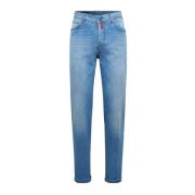 Slim Fit Indigo Katoen Jeans Kiton , Blue , Heren