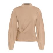 Blouse Top met Gedrapeerd Detail Tannin InWear , Beige , Dames