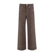 Casual denim broek met wijde pijpen Brunello Cucinelli , Brown , Dames