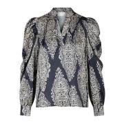 Elegante Paisley Drop Blouse Navy Neo Noir , Blue , Dames