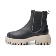 Posey chelsea boot leer - Zwart Contrast Shoe the Bear , Black , Dames