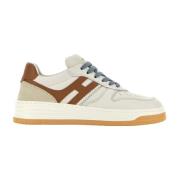 Ivoor Bruin Leren Sneakers Hogan , Multicolor , Dames