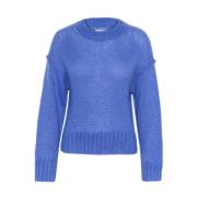 Blauwe Gebreide Trui Pializiapw Pu Strik Part Two , Blue , Dames