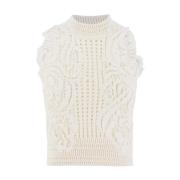 Elegante Bloemen Gebreide Top Ermanno Scervino , White , Dames