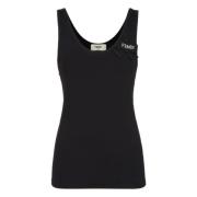 Zwart Mouwloos Katoenen Top Fendi , Black , Dames