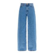 Blauwe Katoenen Jeans met Oranje Borduursel Blazé Milano , Blue , Dame...