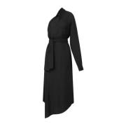 Zwarte Asymmetrische Hals Lange Mouw Jurk Moschino , Black , Dames