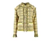 Katoenmix Jas met Acetaat Msgm , Yellow , Dames