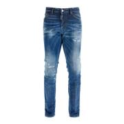 Navy Blauwe Slim Fit Jeans met versleten effect Dsquared2 , Blue , Her...