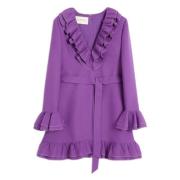 Paarse Ruchedetail Zijden Jurk Valentino Garavani , Purple , Dames