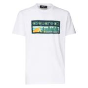 Witte T-shirts en Polos met Print Dsquared2 , White , Heren