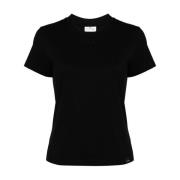 Zwart Logo Geborduurd Crew Neck T-shirt Courrèges , Black , Dames