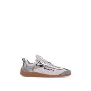 Gebreide Sneakers met Suède Details Pinko , Gray , Dames