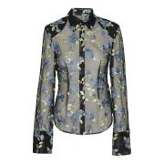 Zwarte aansluitende shirt met polyester-elastaanmix Rotate Birger Chri...