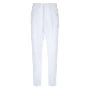 Witte Linnen Broek met Zwarte Piping Dolce & Gabbana , White , Heren