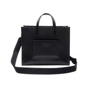 Middelgrote Leren Tote Tas Chantaco Lacoste , Black , Dames