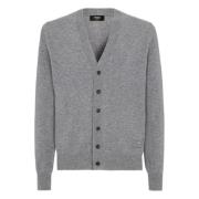 Grijze Wol V-hals Vest Trui Fendi , Gray , Heren