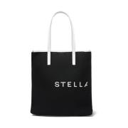 Canvas Logo Print Moon Charm Tas Stella McCartney , Black , Dames