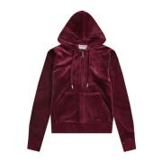 Fluwelen Hoodie met Strass Logo Juicy Couture , Red , Dames